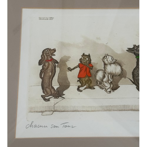 1289 - Arthur 'Boris' Klein (French 1893-1985): four etchings with hand colouring signed and titled in penc... 