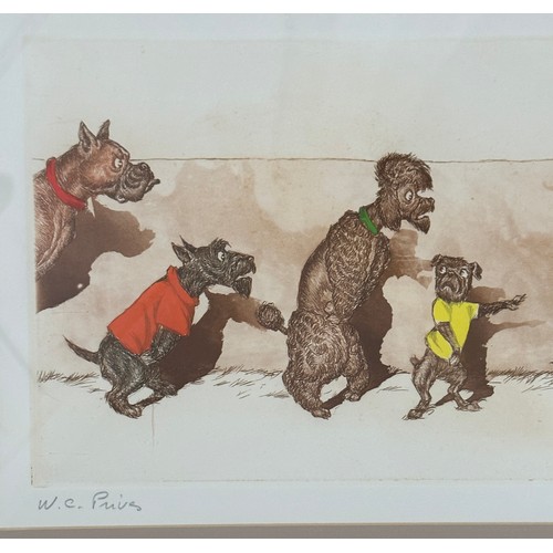 1289 - Arthur 'Boris' Klein (French 1893-1985): four etchings with hand colouring signed and titled in penc... 