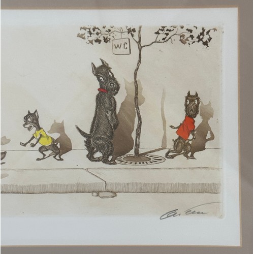 1289 - Arthur 'Boris' Klein (French 1893-1985): four etchings with hand colouring signed and titled in penc... 