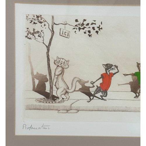 1289 - Arthur 'Boris' Klein (French 1893-1985): four etchings with hand colouring signed and titled in penc... 