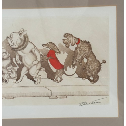 1289 - Arthur 'Boris' Klein (French 1893-1985): four etchings with hand colouring signed and titled in penc... 