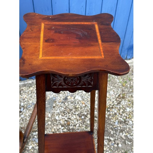 78 - Edwardian plant stand with inlay to top and bottom. 102 h x 28.5cm w at top together with a Thonet s... 