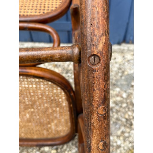 78 - Edwardian plant stand with inlay to top and bottom. 102 h x 28.5cm w at top together with a Thonet s... 