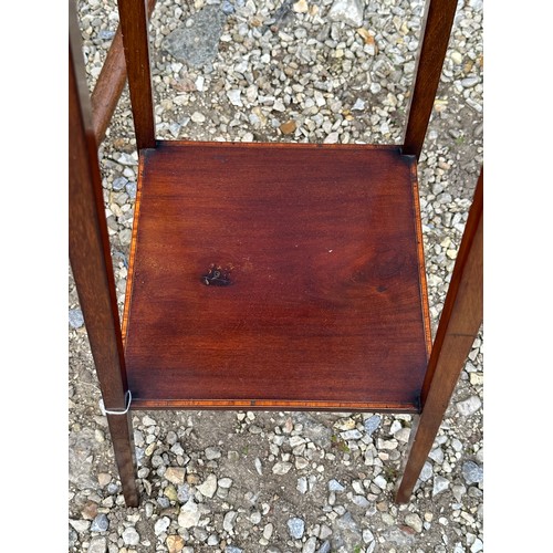 78 - Edwardian plant stand with inlay to top and bottom. 102 h x 28.5cm w at top together with a Thonet s... 