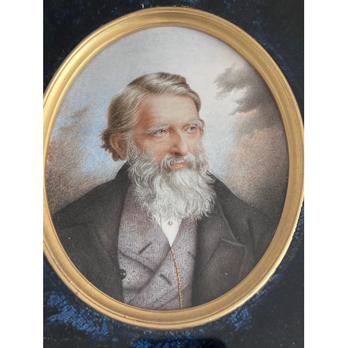 1259 - John Ruskin (1819–1900), wearing black coat, grey herringbone waistcoat, white chemise, gold shirt p... 