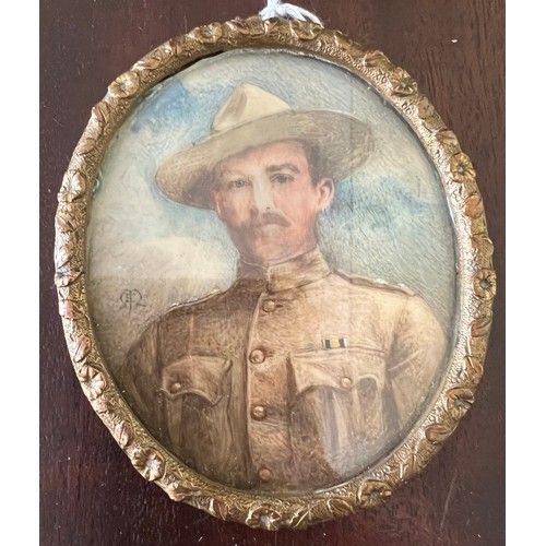 1262 - Boer War miniature of Lord Baden - Powell, monogram to the front - E.M. Back reads Lt. Colonel R.S.S... 