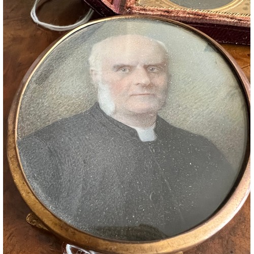 1271 - Two 19thC miniatures on ivory portrait and an aquatint miniature portrait. 8 x 6cm.