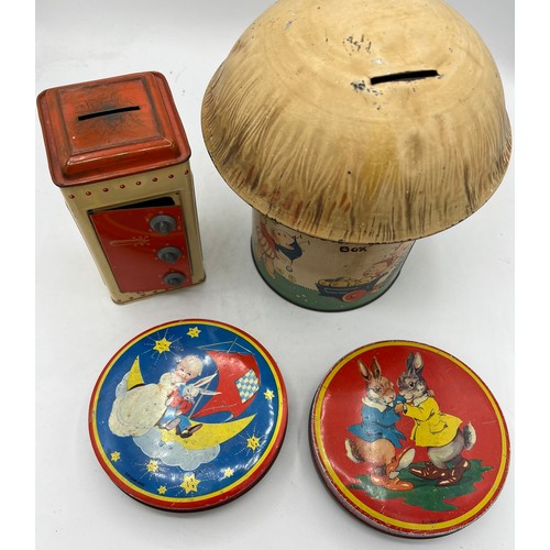 1257 - A William Crawford & Sons Ltd Lucie Attwell’s Fairy House Biscuit 19cm h and Money Box together with... 