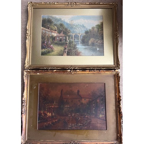 1334 - Two watercolour paintings by Milton Drinkwater, both signed  lower right. Sight size 31cm x 46cm. In... 