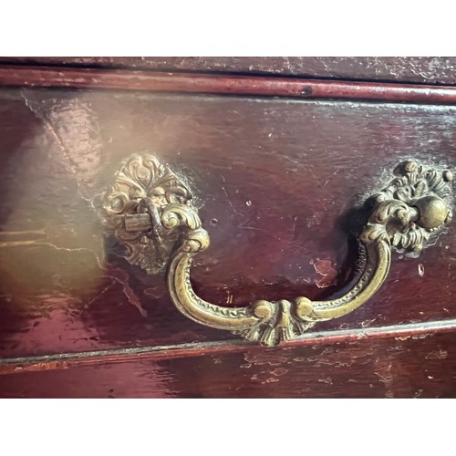 88 - A Georgian mahogany side table with single drawer to front with original handles. Canted corners to ... 