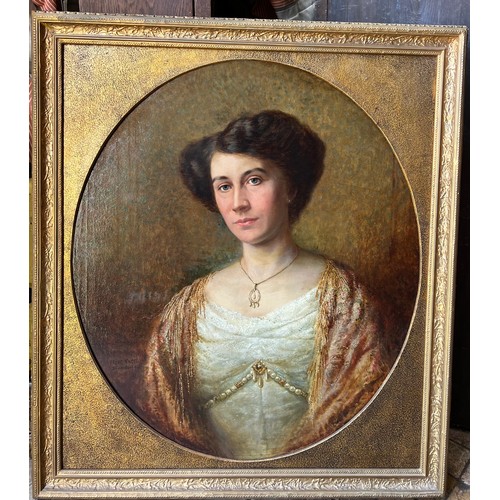 1340 - A good quality oil on canvas portrait of a lady, signed L.L. Georg. Nagel, Düsseldorf 1910. 72 x 62c... 