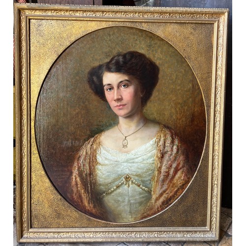 1340 - A good quality oil on canvas portrait of a lady, signed L.L. Georg. Nagel, Düsseldorf 1910. 72 x 62c... 