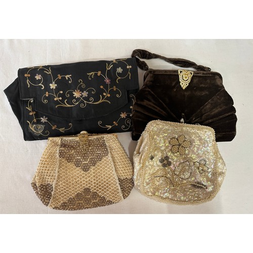 A quantity of vintage evening bags and purses to include beaded