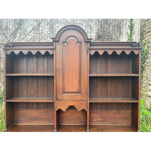 30A - An early 20thC solid oak high back dresser in the Georgian style. Two drawers to the base, the back ... 