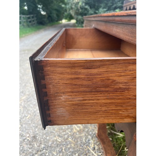 30A - An early 20thC solid oak high back dresser in the Georgian style. Two drawers to the base, the back ... 