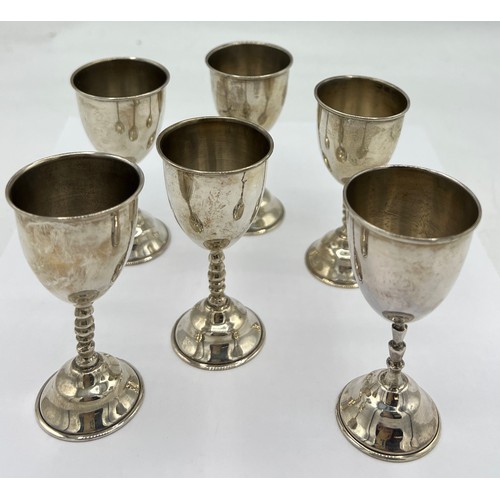 80A - Six sterling silver miniature goblets 8cm h. (5+1).
Total weight 104gm. All marked sterling .925.