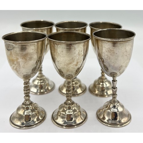 80A - Six sterling silver miniature goblets 8cm h. (5+1).
Total weight 104gm. All marked sterling .925.