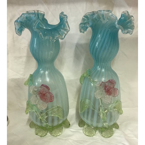 1326 - Miscellany to include pair of Staffordshire dogs 20cm h, pair of blue fluted Vaseline glass vases 27... 