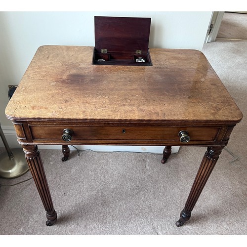 2 - A late 18thC Gillows writing table with lift up inkwell flap to back. 67 w x 45.5 d x 67cm h.