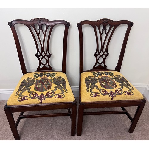 10 - A pair of 18thC mahogany Chippendale style dining chairs. 95cm height to back.