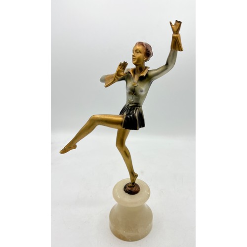 1328 - Art Deco figure of a dancing girl on onyx plinth. 31cm h.