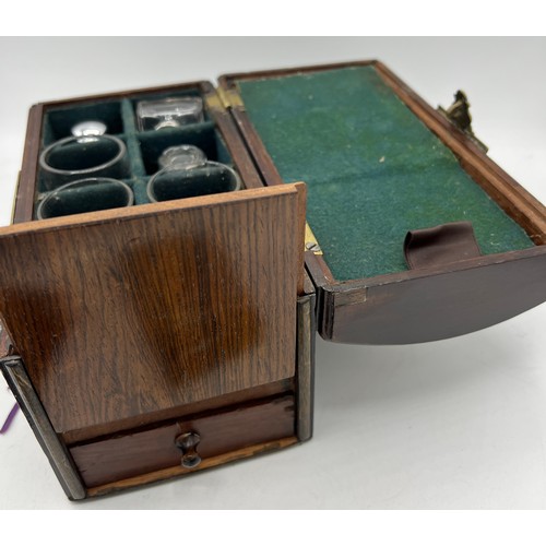 1330 - A miscellany to include restored a 19thC mahogany brass mounted apothecary’s  box with secret drawer... 