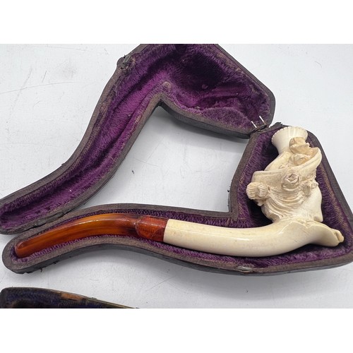 1333 - Smoking related items including two meerschaum pipes, silver mounted cheroot holders etc.