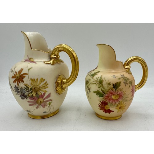 140 - Royal Worcester Blush Ivory to include four jugs shape number 1094, tallest 12.5cm and a lidded potp... 