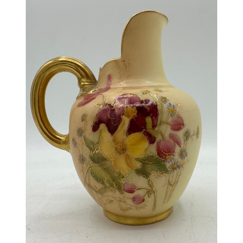 140 - Royal Worcester Blush Ivory to include four jugs shape number 1094, tallest 12.5cm and a lidded potp... 