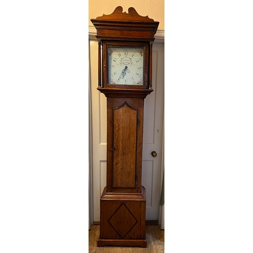 1267 - A 30 hour oak longcase clock with painted face by Robotham of Leicester. 210cm h x 46cm w x 24cm d