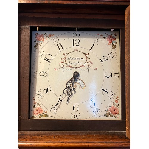 1267 - A 30 hour oak longcase clock with painted face by Robotham of Leicester. 210cm h x 46cm w x 24cm d