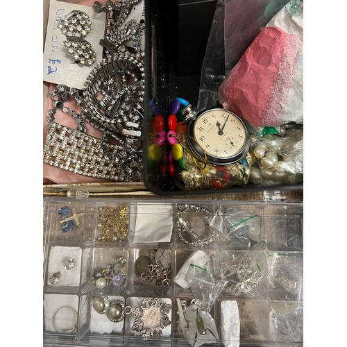 358 - A large quantity of costume jewellery to include silver, marcasite, diamanté, silver and enamel badg... 