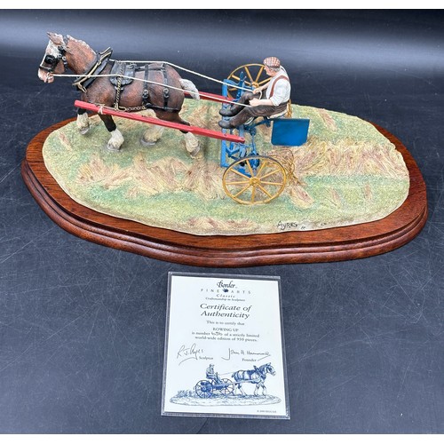 283 - Border Fine Arts 'Rowing Up', limited edition 636/950 - farmer, horse and rake, approx 39cm long x 1... 