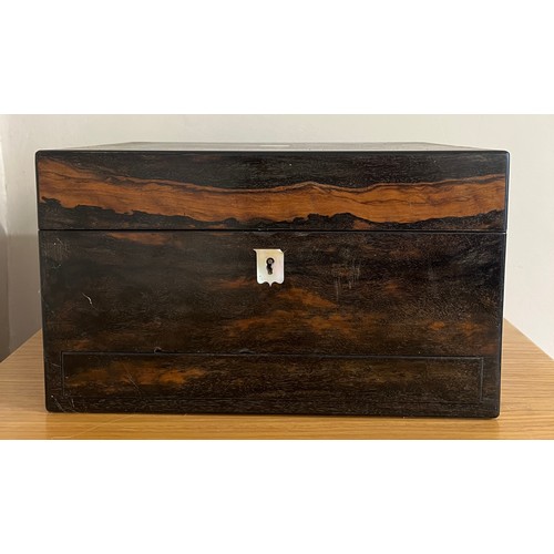 1169 - A 19thC coromandel dressing case with jewellery drawer and internal mirror. Marked to drawer Parkins... 