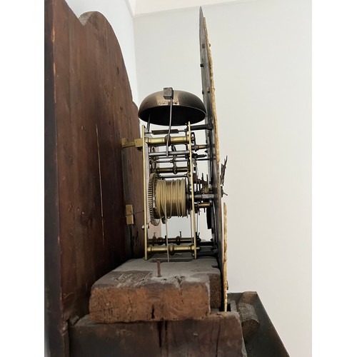 1260 - A brass faced long case clock by Robert Poll Harleston 221cm h x 45cm w.