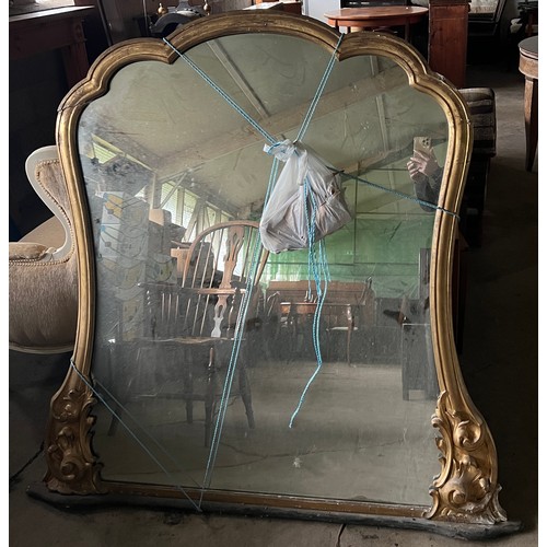 1225 - A 19thC gilt overmantle mirror 134cm h x 141cm w.