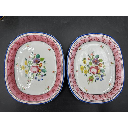 116 - Various 19th/20th ceramics to include 2 hand painted shallow dishes marked 1180 to base, a pair of C... 