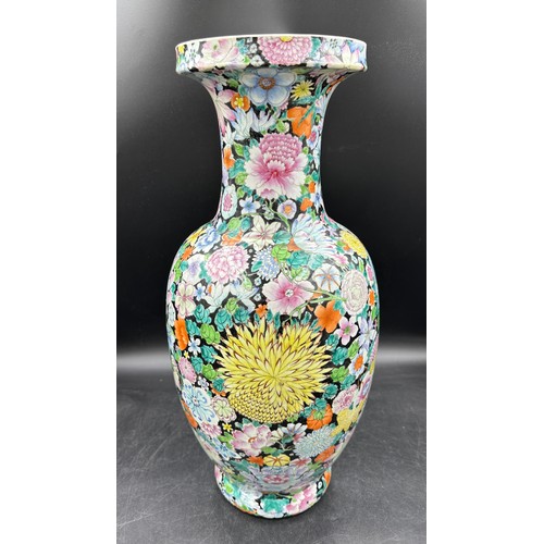 1159 - A 19thC Chinese Mille Fleur vase with six character Jiaqing mark, probably not period. 56cm h, neck ... 