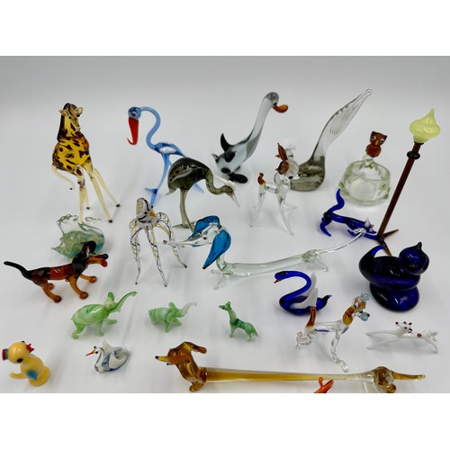 310 - Collection of approx 42 miniature glass animals, varying sizes, majority Murano, to include giraffe,... 