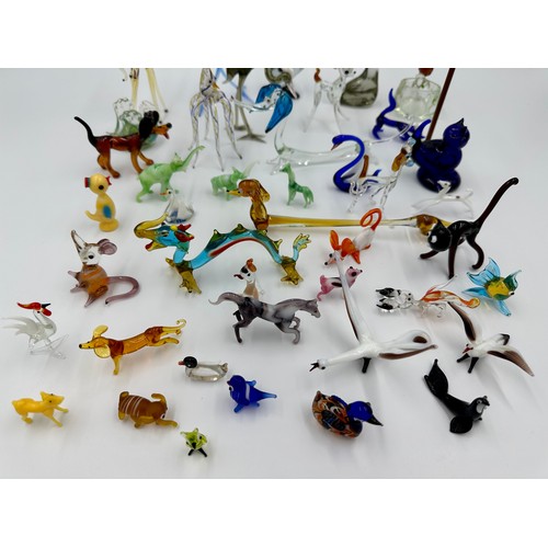 310 - Collection of approx 42 miniature glass animals, varying sizes, majority Murano, to include giraffe,... 