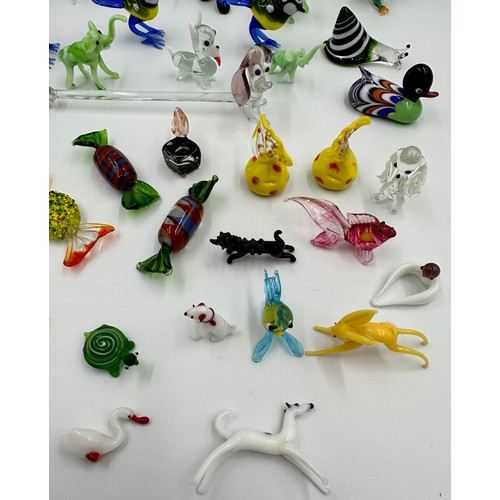 312 - Collection of 45 miniature glass items, varying sizes, majority Murano, to include snake, kingfisher... 