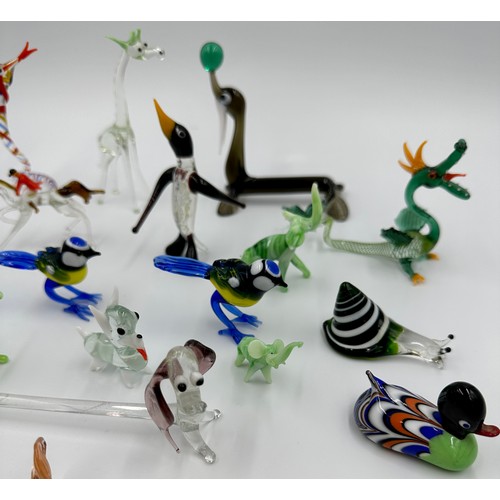 312 - Collection of 45 miniature glass items, varying sizes, majority Murano, to include snake, kingfisher... 