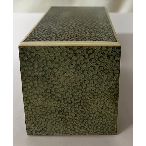 1168 - An Art Deco shagreen and ivory box. Red leather base marked ‘London made’. 11.5 x 6.5 x 7.5cm h. Ivo... 