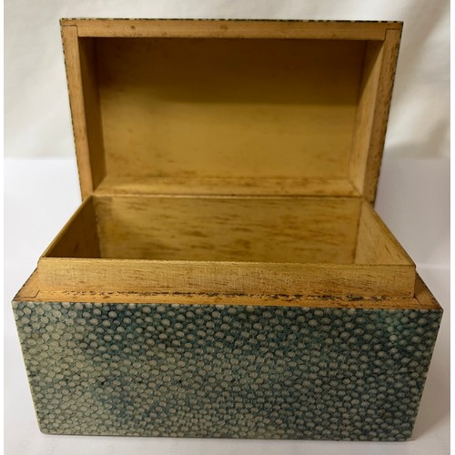 1168 - An Art Deco shagreen and ivory box. Red leather base marked ‘London made’. 11.5 x 6.5 x 7.5cm h. Ivo... 