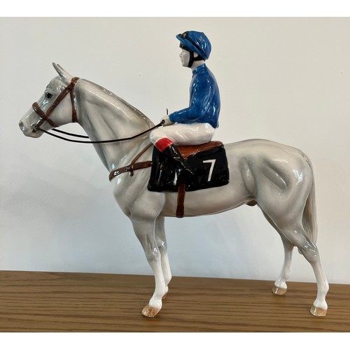 192 - Beswick Racehorse and Jockey Grey. Model No. JBH29 GR 158/250, with certificate.