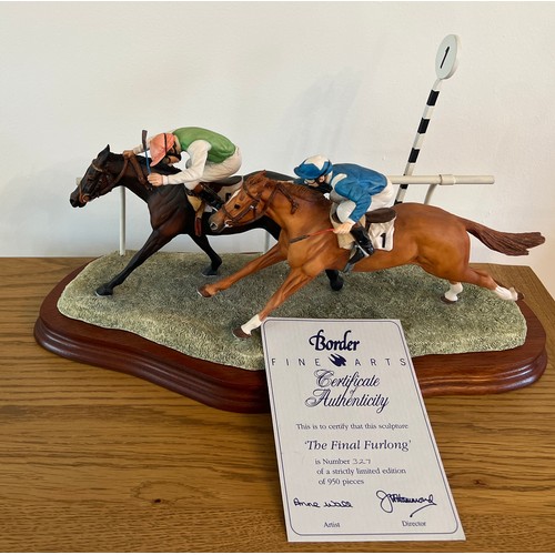 291 - Border Fine Arts 'The Final Furlong', model No. L109. 327/950 by Anne Wall, on wood base, with certi... 