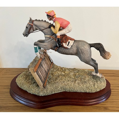 294 - Border Fine Arts - 'The Final Hurdle' model No. L156. 337/1850. By Anne Wall on wood base.