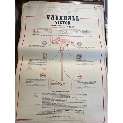 1142 - Thirty one vintage car lubrication charts to include Wolseley, Morris, MG 1100, Morris 1100, Vauxhal... 