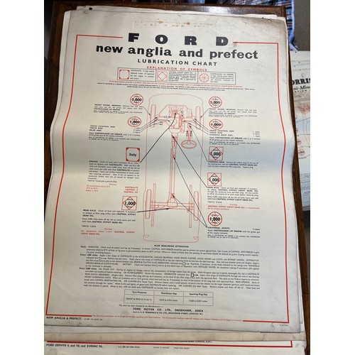 1142 - Thirty one vintage car lubrication charts to include Wolseley, Morris, MG 1100, Morris 1100, Vauxhal... 