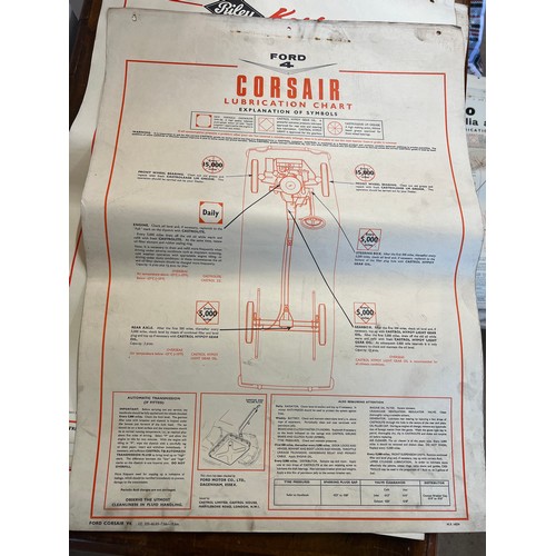 1142 - Thirty one vintage car lubrication charts to include Wolseley, Morris, MG 1100, Morris 1100, Vauxhal... 